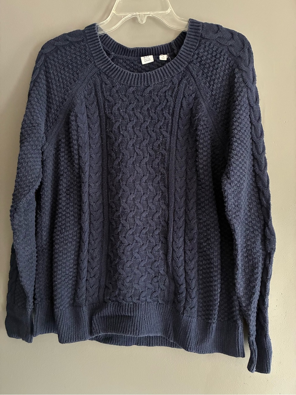 GAP NavyCotton Cable-Knit Crewneck Sweater
